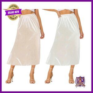 Satin Half Slips 2-Pack Nylon Spandex Underskirt Dress Extender